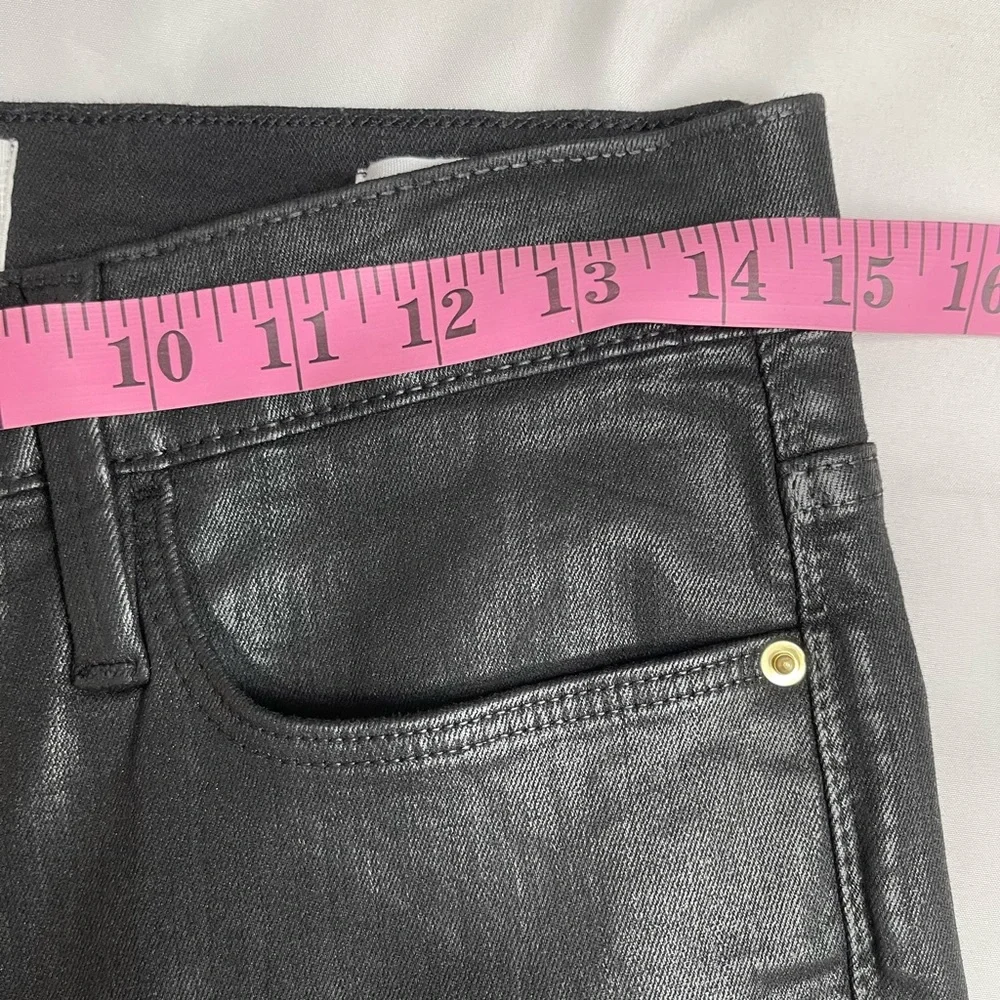 Frame High Rise Straight Coated  Stretchy Jeans in Noir Womens Size 29 - Picture 13 of 14